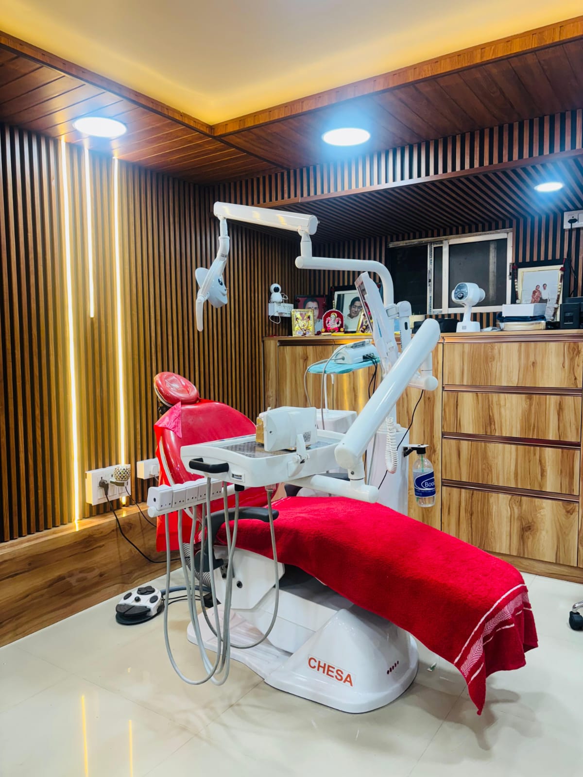 Dental treatment chair in clinic operatory